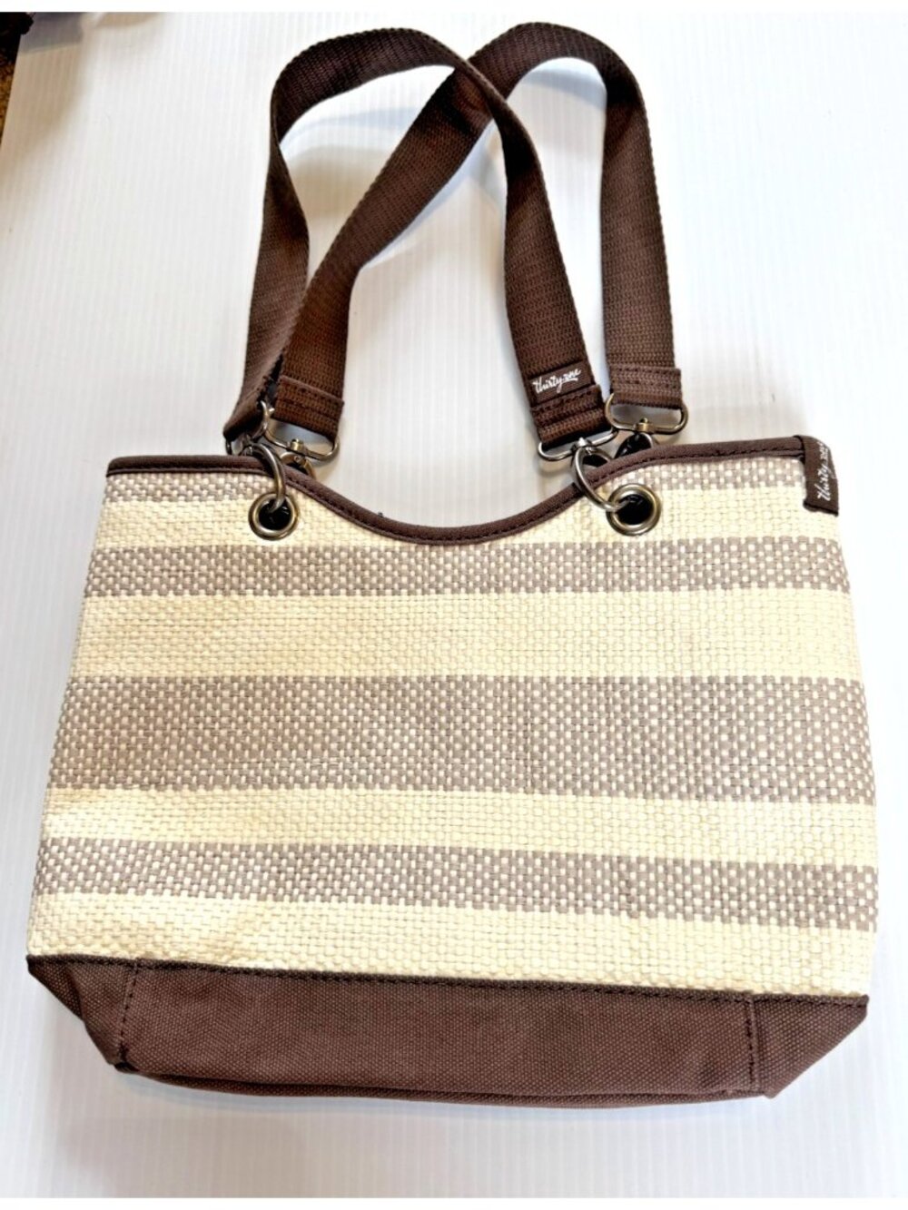 Thirty One 31 Canvas Crew Woven Straw Purse - Picture 2 of 4